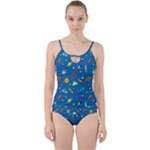 Space Rocket Solar System Pattern Cut Out Top Tankini Set