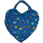 Space Rocket Solar System Pattern Giant Heart Shaped Tote