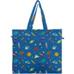 Space Rocket Solar System Pattern Canvas Travel Bag