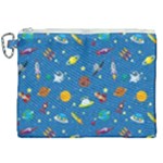 Space Rocket Solar System Pattern Canvas Cosmetic Bag (XXL)
