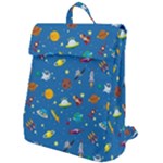 Space Rocket Solar System Pattern Flap Top Backpack