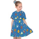Space Rocket Solar System Pattern Kids  Sailor Dress