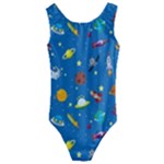 Space Rocket Solar System Pattern Kids  Cut-Out Back One Piece Swimsuit