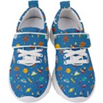 Space Rocket Solar System Pattern Kids  Velcro Strap Shoes