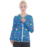 Space Rocket Solar System Pattern Casual Zip Up Jacket