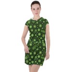 Seamless Pattern With Viruses Drawstring Hooded Dress