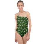 Seamless Pattern With Viruses Classic One Shoulder Swimsuit