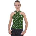 Seamless Pattern With Viruses Cross Neck Velour Top