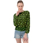 Seamless Pattern With Viruses Banded Bottom Chiffon Top