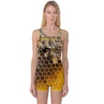 Honeycomb With Bees One Piece Boyleg Swimsuit
