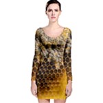 Honeycomb With Bees Long Sleeve Bodycon Dress