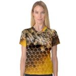 Honeycomb With Bees V-Neck Sport Mesh Tee