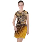 Honeycomb With Bees Drawstring Hooded Dress