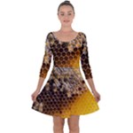 Honeycomb With Bees Quarter Sleeve Skater Dress