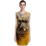 Honeycomb With Bees Sleeveless Velvet Midi Dress