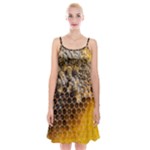 Honeycomb With Bees Spaghetti Strap Velvet Dress