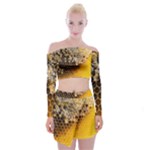 Honeycomb With Bees Off Shoulder Top with Mini Skirt Set