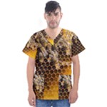 Honeycomb With Bees Men s V-Neck Scrub Top