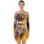 Honeycomb With Bees Off Shoulder Top with Skirt Set