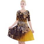 Honeycomb With Bees Quarter Sleeve A-Line Dress