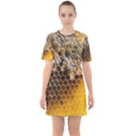 Honeycomb With Bees Sixties Short Sleeve Mini Dress