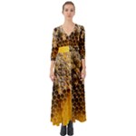 Honeycomb With Bees Button Up Boho Maxi Dress