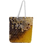 Honeycomb With Bees Full Print Rope Handle Tote (Large)