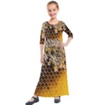 Honeycomb With Bees Kids  Quarter Sleeve Maxi Dress