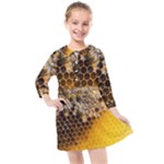 Honeycomb With Bees Kids  Quarter Sleeve Shirt Dress