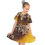 Honeycomb With Bees Kids  Short Sleeve Shirt Dress