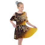 Honeycomb With Bees Kids  Shoulder Cutout Chiffon Dress