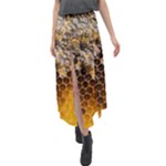 Honeycomb With Bees Velour Split Maxi Skirt