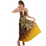 Honeycomb With Bees Backless Maxi Beach Dress