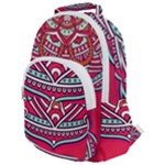 Red Mandala Rounded Multi Pocket Backpack