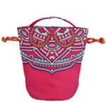 Red Mandala Drawstring Bucket Bag