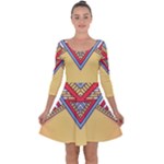 Yellow Mandala Quarter Sleeve Skater Dress
