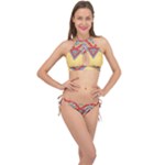Yellow Mandala Cross Front Halter Bikini Set