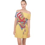 Yellow Mandala Off Shoulder Chiffon Dress
