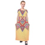 Yellow Mandala Kids  Short Sleeve Maxi Dress