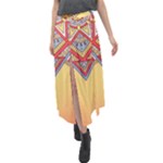 Yellow Mandala Velour Split Maxi Skirt