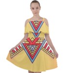 Yellow Mandala Cut Out Shoulders Chiffon Dress