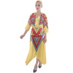 Yellow Mandala Quarter Sleeve Wrap Front Maxi Dress