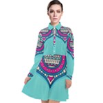 Blue Mandala Long Sleeve Chiffon Shirt Dress