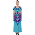 Blue Mandala High Waist Short Sleeve Maxi Dress