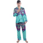 Blue Mandala Men s Long Sleeve Satin Pyjamas Set