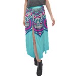 Blue Mandala Velour Split Maxi Skirt