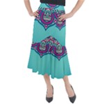 Blue Mandala Midi Mermaid Skirt
