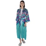 Blue Mandala Maxi Satin Kimono