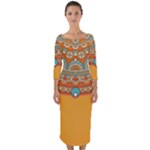 Sunshine Mandala Quarter Sleeve Midi Bodycon Dress