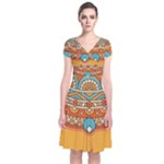 Sunshine Mandala Short Sleeve Front Wrap Dress